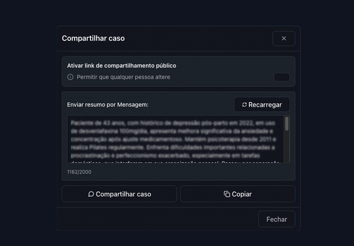 Compartilhe resumos a qualquer momento