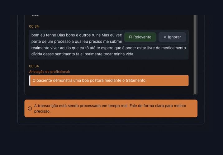 Acompanhe a transcrição em tempo real