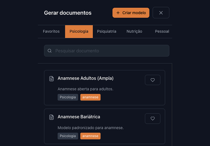Diversos modelos prontos